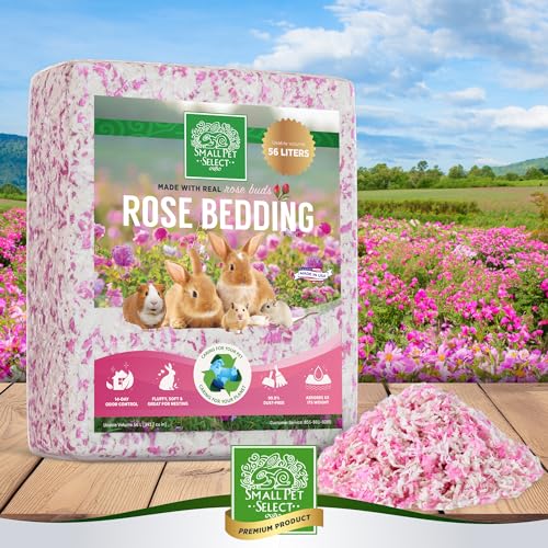 Small Pet Select Rose Paper Bedding, Odor Control, 56 L | With Real Rose Petals, Soft Absorbent Bedding, Made in USA, For Guinea Pigs, Rabbits, Hamsters & Small Pets - style: Natural Rose