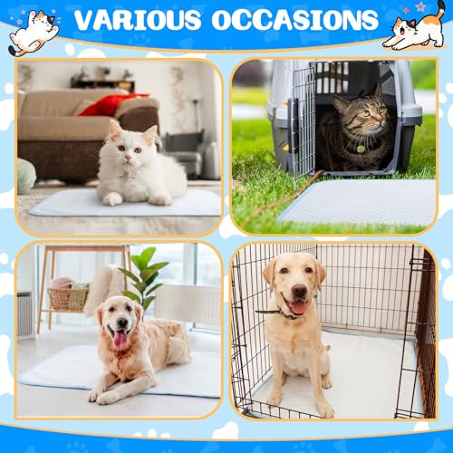 4 Pack Dog Cooling Mat, 18 x 14 Inches Washable Self Cooling Pet Pad for Cats Dogs, Ice Silk Cold Kennel Crate Mat with Chill Fiber for Summer Indoor Outdoor Pet Sleeping - size: 18 x 14 Inches