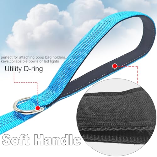 5FT Bungee Dog Leash Shock Absorbing Reflective Nylon Lead 2cm Wide | Soft Handle- Lightweight- Anti-Pull Training for Small/ Medium Dogs- 6 Colors - color: Teal