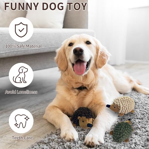 2-in-1 No-Stuffing Hedgehog Dog Toys 3 PCS, Squeaky Ball for Throwing Play | Interactive Chewing Toys for Medium and Small Pets, Durable Plush for Companion, Keep Puppy Busy, Holiday Gift - style: Hedgehog dog toys