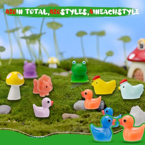 420 Pcs Mini Resin Animals 12 Styles Resin Animals Figurines Bulk for Fairy Garden Miniature Dollhouse Accessories Hide Crafts Decor - style: 420Pcs Bulk