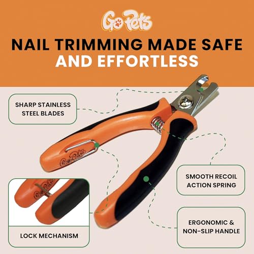 Nail Clipper for Small to Medium Pets, Quick Sensor Safety Guard | Heavy Duty Trimmer for Thick Nails, Stainless Steel Blades, Grooming Tool for Dogs & Cats, Non-Slip Handle Built-in Nail File - size: Small