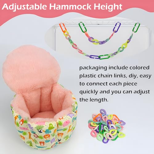 Rat Hammock and Sugar Glider Toy Set Cozy Hanging Bed with 3 Piece Climbing Ropes for Small Pets Includes Green Blue Yellow Swing Toys