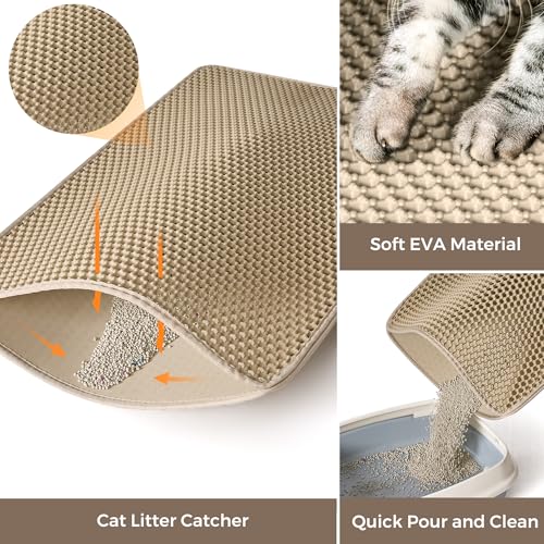 Large Cat Litter Box Enclosure, Hidden Litter Box Furniture with Litter Mat | Side Entry Design, Easy-Clean Removable Top, Quick Assembly, Raised Edge for Secure Items, Side Grip Cutouts - color: Natural, size: 30.3'' L X 18.2'' W X 20.5'' H