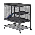 Critter Nation by MidWest Homes for Pets Single Unit Small Animal Cage, Habitat for Rats, Chinchillas, Ferrets, Sugar Gliders, Tool-Free Assembly, with Full-Width Doors, Shelf and Removable Base Pan - color: Black: 1/2 Inch Wire Spacing: Critter Nation, s