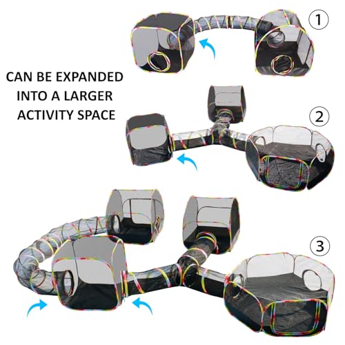 Pop-Up Outdoor Cat Enclosure Rolling Cube, Escape-Proof Mesh Playpen for Indoor Cats Run Small Dogs Run, Collapsible Tent for Cats Rabbits Guinea Pigs Ferrets, Quick Setup, Expandable - size: cube cat enclosures