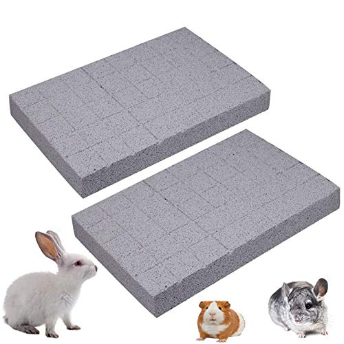 Hamiledyi Rabbit Scratch Foot Pads Bunny Grinding Claw Pad 2 PCS Natural Small Animal Hamster Lava Stone for Teeth Grinding Rabbit Scratching pad Chew Toy for Guinea Pig Rat Gerbil Chinchilla Hedgehog - color: White-2PCS