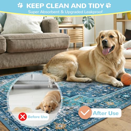 Lahome Super Absorbent Washable Pee Pads for Dogs - Secure Floor Protection - Non-Slip, Leakproof Reusable Pads for Training, Crates & Playpens (2 Pack, 36"x36", Blue) - color: Blue, size: 3FT x 3FT (Pack of 2)