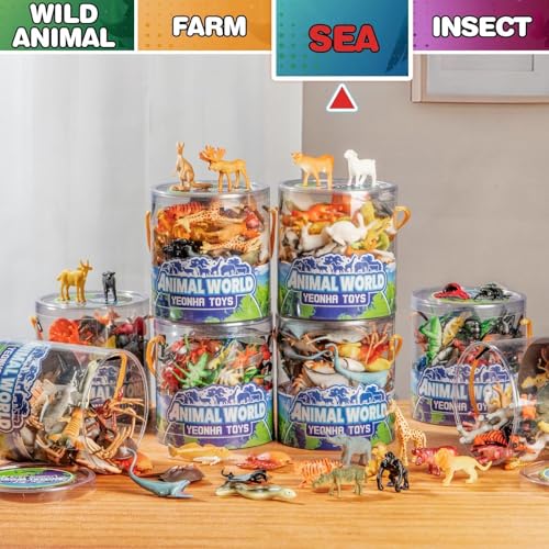 48 Piece Ocean Animal Toys with Gift Box, Mini Sea Creature Figures | Mini Vinyl Plastic Ocean Animal Figure, Themed Sensory Bins, School Project, Birthday Cupcake Topper Party Supplies, Preschoo