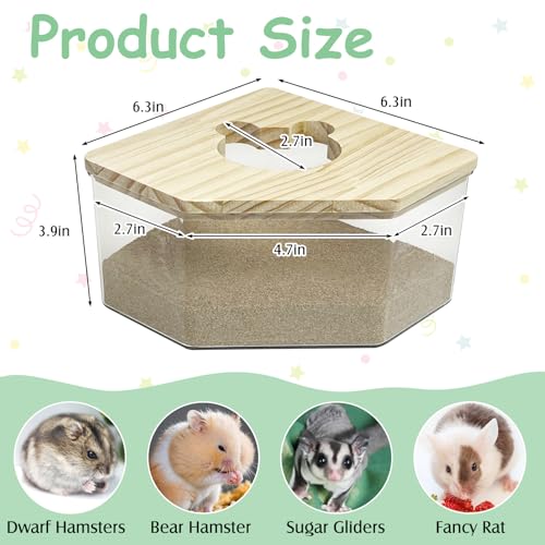 kathson Hamster Sand Bath Box Transparent Acrylic Small Animals Shower Bathtub Guinea Pigs Digging Sand Container Cage Accessories for Lemmings Gerbil Mice Hedgehog Chinchilla (Pentagon) - size: Large - Pentagon