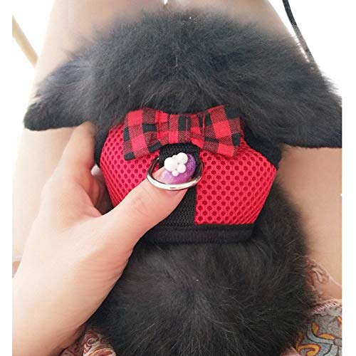 Rabbit Harness with Leash Adjustable Soft Mesh Vest Harness for Bunny Kitten Guinea Pig Rat (S, Red) - color: Red, size: S