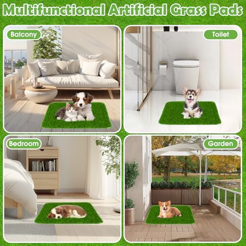 Dog Grass Pad with Washable Pee Pad - 28"x18" Artificial Grass Puppy Training Mat, Non-Slip & Super Absorbent, Reusable Indoor/Outdoor Potty Solution for Small/Medium Dogs
