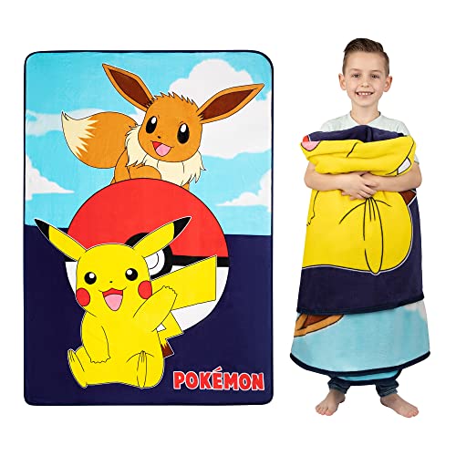 Franco Kids Bedding Super Soft Plush Micro Raschel Blanket, 62 in x 90 in, Pokemon - Design may vary - color: Pokemon - Playing Games, size: 62 in x 90 in