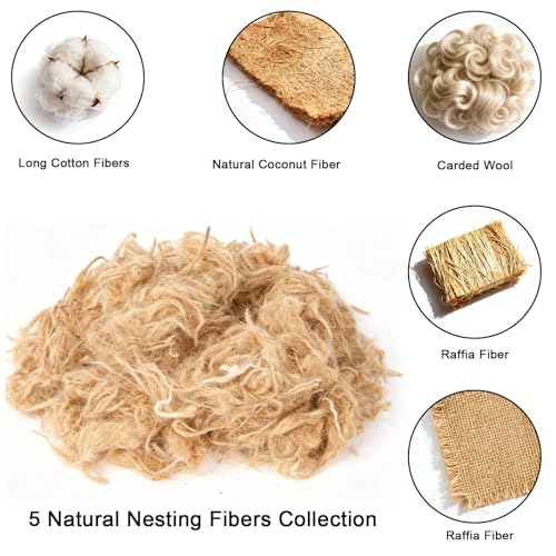Natural Bird Nesting Materials, 4 Kinds Mixed Fibers (Jute, Hemp, Cotton, Grass), Professional Ratio Safe Nesting Pads for Budgies, Parrots, Finches, Canaries & Other Small Birds (100g/3.5oz) - style: 100g Natural Bird Nesting Materials
