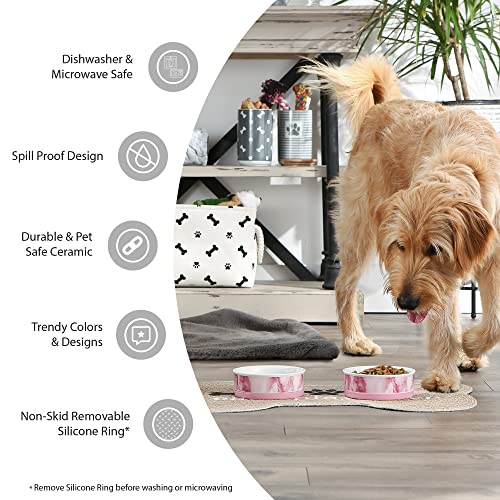 Bone Dry Paw & Patch Ceramic Pet Collection, Medium Set, 6x2, Hunter Green, 2 Piece (5742) - color: Hunter Green, size: Medium Bowl Set, 6x2"
