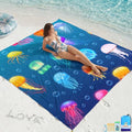 BYDOLL Beach Blanket Waterproof Sandproof,78''X81''/78''X110'' Large Sand Free Oversized Lightweight Sand Resistant Blanket, Picnic Mat for Beach Travel Camping Hiking Essentials - color: Jellyfish, size: 78''X81"
