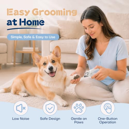 Dog Nail Clippers with Light and Dog Nail Grinder Quiet, Dog Nail Trimmers | 2-in-1 Dog Nail Grinder with Guard,Cat Nail Clipper Trimmer,Silent Professional Pet Nail File Grooming Tool