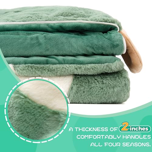 70" 4.2lbs Kids Sleeping Bag with Pillow Green Dino Toddler Nap Mat | Sleep Sack 2-in-1 Sleeping Mat&Blanket Washable Rolls Up W/Handle For Daycare Kindergarten Thick Soft & Portable In Gift Box - color: Dinosaur-Green