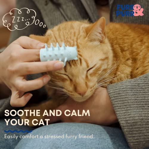 Furr&Purr Cat Brush Set for Indoor Cats - Grooming Tools: Face Scratcher, Calming Massager, and Scratching Pad (2-Pack, Made in the USA) - size: 2 Pack - New
