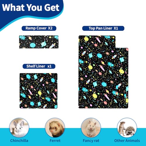 YKD Ferret Cage Liners for Ferret Nation & Critter Nation Cages | Waterproof Chinchilla Cage Accessories, Washable Bedding, for Ferrets, Chinchillas, Rats (Black, Top Pan Set) - size: Top Pan Set