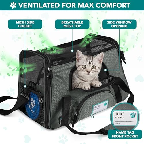 PetAmi Airline Approved Pet Carrier for Cats & Small Dogs, Small, Dark Gray | Soft Sided TSA Travel Bag, Sherpa Bed, Breathable Mesh Ventilation, Collapsible Bowl, Fits Under Seat, Up to 18 lbs - color: Dark Gray, size: Small - 17"L x 10.2"W x 11.2"H