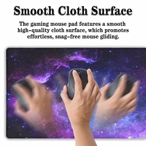 Mouse Pad Computer Desk Accessories Office Pad, Big Mouse Pads Desktop Mat, XXL Mouse Pad Gaming Non-Slip Rubber Base Waterproof with Stitched Edges, 35.4" X 15.7" for Work/Game/Office/Home - color: Galaxy