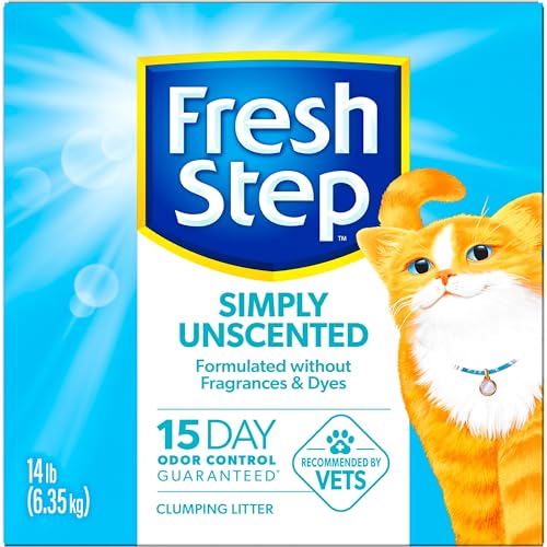 Fresh Step Simply Unscented Multi Cat Clumping Cat Litter, Low Dust, Odor Control with Activated Charcoal Tech, Compatible in Automatic Litter Boxes, 14 lb. (Pack of 3) - size: 14 lb (Pack of 3)