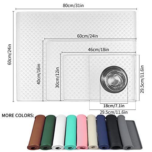 Ptlom Pet Placemat for Dog and Cat, Waterproof Silicone Pet Feeding Bowl Mats for Food and Water, Small Medium Large Dogs Mat Prevent Residues from Spilling to Floor, White, 11.8"x11.8" - color: White, size: 11.8"L x 11.8"W