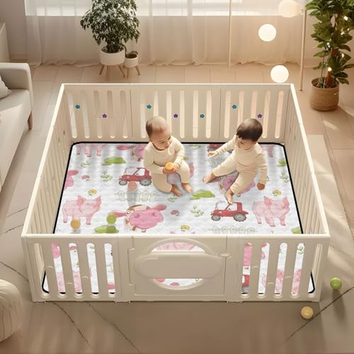 Baby Play Mat Cute Farm Cow Pig and Tractor 50 x 50 Playpen Mat Baby Play Mats for Floor Play Gym Crawling Mat Non-Slip Cushioned Baby Playmat for Infants, Babies, Toddlers - color: multi 6