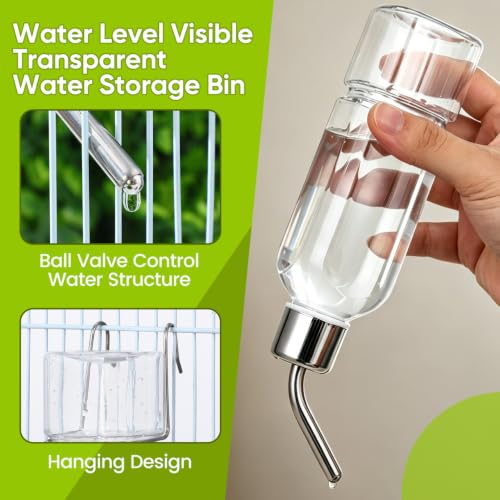 SEWACC 2pcs Pet Water Bottle for Cage Crate, 11. 8oz Non-drip Water Dispenser Hanging Waterer Drinking Bottle for Small Animal Rabbit Bunny Guinea Pig - size: 11.8oz