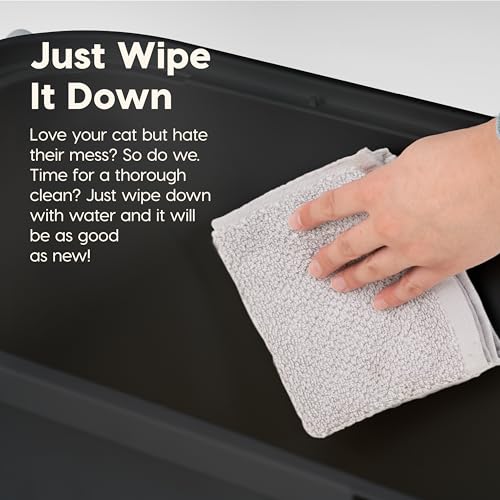 IRIS USA Large Top Entry Cat Litter Box, Hooded Privacy, Black/Gray | Dog-Free Zone, Mess Containment System, Enclosed Top Access, Dog Proof Pan, Reduced Tracking, Odor Trapping - color: Black, size: Top Entry