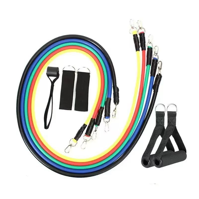5Pcs Resistance Bands, Ankle Straps, Door Anchor, Handles, Travel Bag – Comfortable Elbow Support with Non-Slip Handles (Rainbow Resistance Bands)