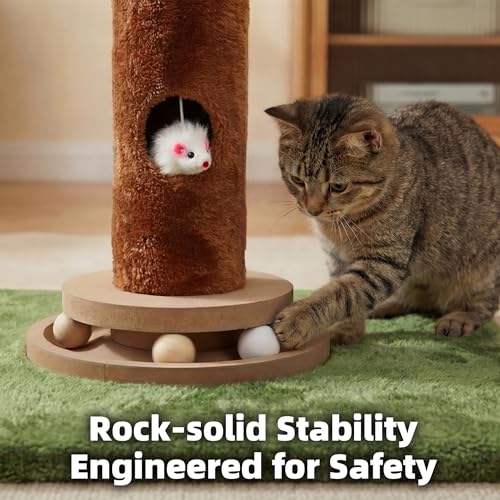 Fantasreen Cat Scratching Post 35'' Tall with Toy Mouse for Indoor Cats, Green - color: Palm Tree-35 inch