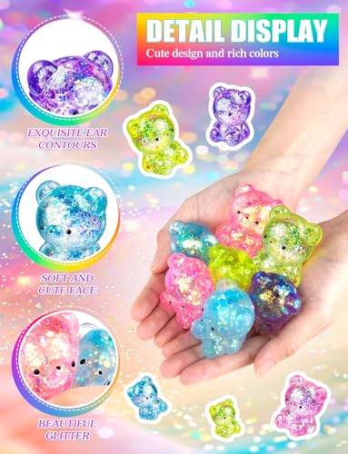 12Pack Bear Stress Balls Fidget Toys Sensory Sugar Ball Stress Relief Toys | Cute Gummy Bear Stuffers for for Kids Adults Easter Basket Party Favors Goodie Bags - style: 12PCS (Bear)