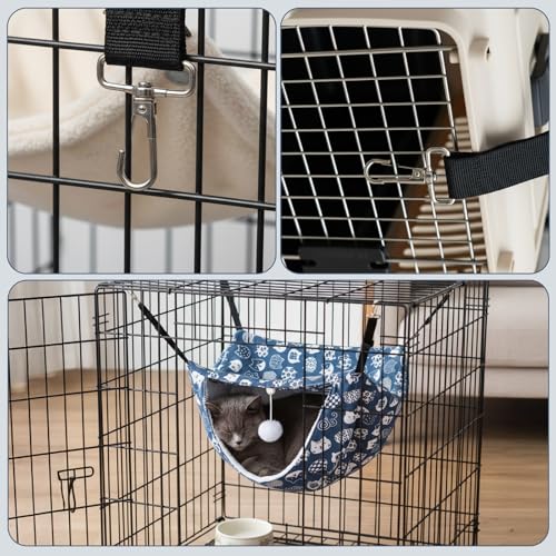 2 Pcs Cat Cage Hammock, Double Layer Soft Hanging Pet Bed for Indoor Cats, Kittens, Ferrets, Rabbits and Small Animals, 2 Styles