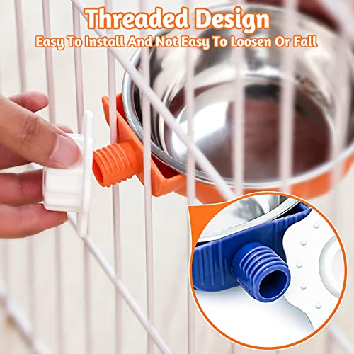 Fhiny Crate Dog Bowl, Removable Stainless Steel Pet Cage Bowl Hanging Food & Water Feeder Coop Cup for Cat, Puppy, Ferret, Birds, Guinea Pigs 2 Pack