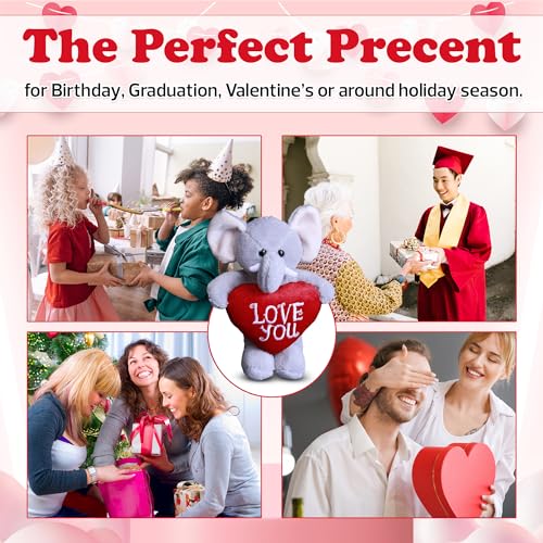Elephant Stuffed Animal 8 Inches Surprise valentines day stuffed animals Hideaway Spring Inspired Gift for Girls and Boys Birthday, Valentine’s day, Easter day (Elephant stuffed animal) - style: Valentine Elephant Stuffed Animal