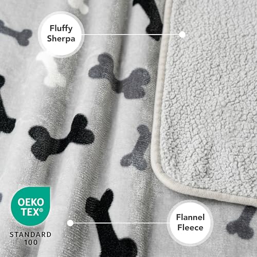 PETAMI Sherpa Fleece Waterproof CAT and Dog Blanket, Bone Gray, Large - color: Bone Gray, size: Large (40x60)