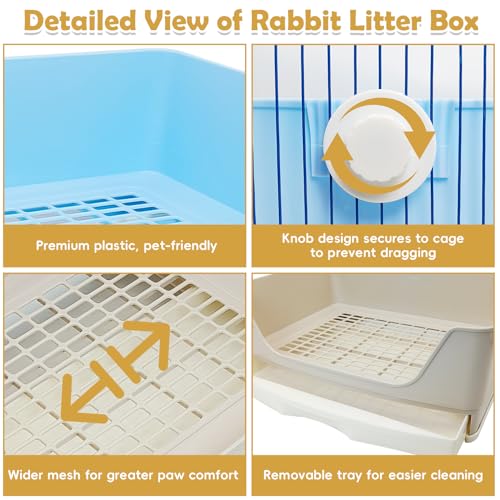 kathson 2PCS Large Rabbit Litter Box Trainer, Potty Corner Toilet with Drawer Bigger Pet Pan for Adult Hamster, Guinea Pig, Ferret, Galesaur, Bunny and Other Animals (Blue,Brown) - size: 2PCS, Brown，Blue