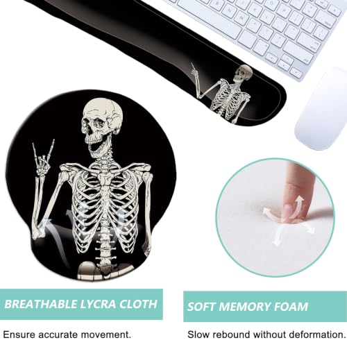 Keyboard Wrist Rest Pad Mouse Pad with Wrist Support Set of 3, Mousepad with Non-Slip Rubber Base, Ergonomic Memory Foam Mouse Wrist Cushion Support for Home Office Laptop Computer, Human Skeleton - color: Human Skeleton