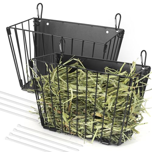 Rabbit Hay Feeder - Guinea Pig Hay Feeder - X-Large Metal Frame Bunny Hay Holder, 9.7x4.7x6.6 inch Guinea Pig Hay Holder for Bunny, Guinea Pigs, Chinchillas, Small Animals (2 Pack) - color: 2-Pack Black