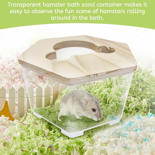 Hamiledyi Hamster Sand Bath Box Transparent Gerbil Digging Sand Container Acrylic Small Dwarf & Syrian Hamster Shower Bathtub with Climbing Ladder Bowl and Scoop Cage Accessories for Lemmings - style: Mice