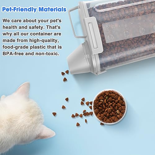 TBMax Pet Food Storage Containers 2 Pack 8-10 Lbs Airtight Dog Food Container Dispenser with Large Spout & Portable Handle, Travel Dog Treat Cat Food Storage Bin Bird Seed Container - color: Light Grey 6+3Qt