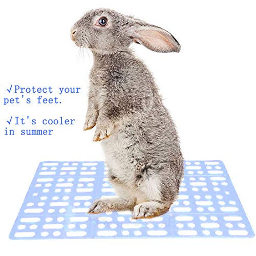Hamiledyi 4 Pcs Rabbit Cage Mats Small Animal Plastic Feet Pads Floor Mat for Pet Cats Dogs Bunny Hamster Rat Chinchilla Guinea Pig(Blue)