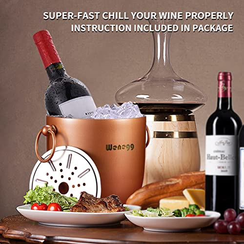 Ice Bucket with Lid, Scoop, Tongs and Strainer - Well Made Insulated Stainless Steel Keep Ice Frozen Longer - Ideal for Cocktail Bar, Parties, Chilling Wine, Champagne - 3 Liter (Copper) - color: Copper