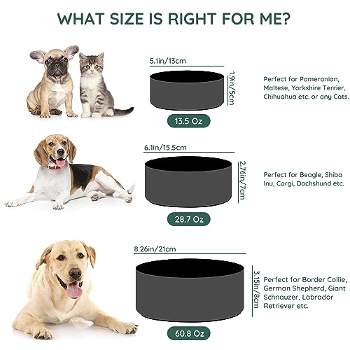 SPUNKYJUNKY 13.5OZ Ceramic Dog and Cat Bowl, Modern Cute Weighted Food Water Bowl for Replacement Black (1 Pack) - color: Black, size: 1.7 CUPS