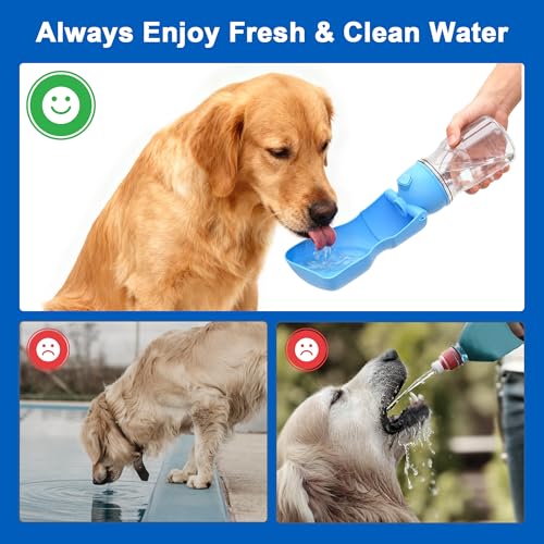 Amerisun Dog Water Bottle16.9 OZ Collapsible Leak-Proof Pet Water Bowl | Collapsible Water Bottle,Suitable for Dog, Cat, Puppy Guinea Pig Hamster & Bunny Ideal for Walking Hiking(A012B-blue) - color: A012B-blue