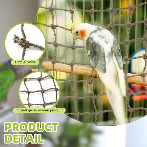 Parrot Climbing Net Jungle Fever Rope Small Animals Toys for Parakeets Lovebirds Finch Budgerigars Conure Cockatiel (M 16" x 16") - size: M 16" x 16"