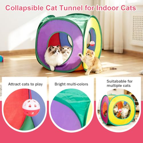 Retro Shaw 33 Pack Cat Toys, Interactive Kitten Toys for Indoor Cats | Collapsible Kitty Tunnel, Durable, Feather Teaser Wand Springs Balls Bell Mouse Kitten Hideaway Playhouse 15.7" - color: For cats less 12lbs