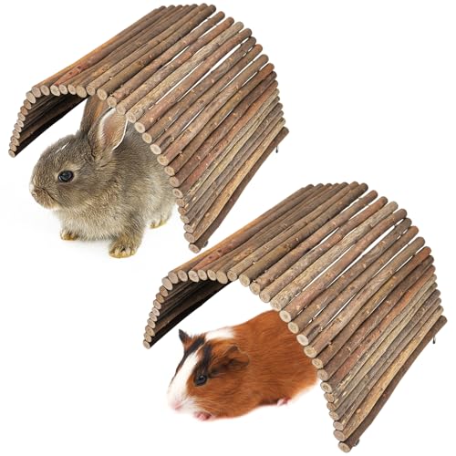 PINVNBY 2 PCS Extra Large Wooden Bunny Ladder Bridge-20 x 11.8 inches, Rabbits Hideout House Tunnel, Rodents Chew Toys for Guinea Pig Chinchillas Hedgehogs Ferrets Rat - size: 2 PCS, L ( 20 X 11.8 inches )